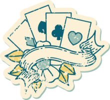 image emblématique de style tatouage d'autocollant en détresse de cartes et de bannières png