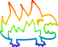 arco iris degradado línea dibujo de un dibujos animados fuego demonio png