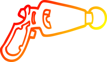 warm gradient line drawing of a cartoon ray gun png