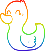 rainbow gradient line drawing of a cartoon duck png