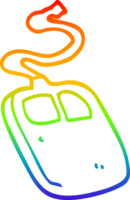 rainbow gradient line drawing of a cartoon old computer mouse png