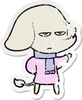 distressed sticker of a annoyed cartoon elephant png