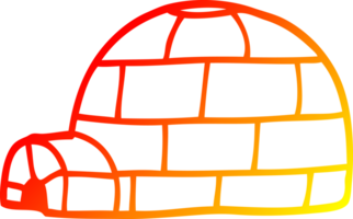 warm gradient line drawing of a cartoon igloo png