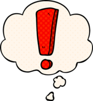 cartoon exclamation mark with thought bubble in comic book style png