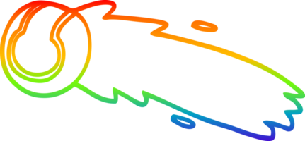 rainbow gradient line drawing of a cartoon flying tennis ball png