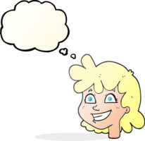 hand drawn thought bubble cartoon female face png