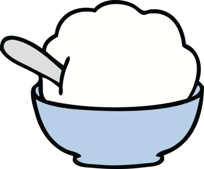 hand dragen knäppa tecknad serie is grädde skål png