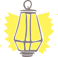 flat color illustration of lantern shining png