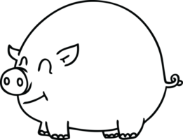 line drawing quirky cartoon pig png