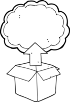 hand drawn black and white cartoon upload to the cloud png