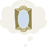 tecknad serie spegel med trodde bubbla i retro stil png