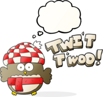 hand drawn thought bubble cartoon cute owl saying twit twoo png