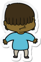 sticker of a cartoon boy with untidy hair png