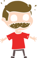 homem de desenho animado estilo cor plana com bigode chocado png