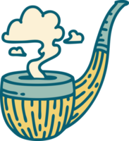 iconic tattoo style image of a smokers pipe png