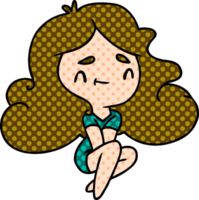 cartoon illustration of a cute kawaii girl png