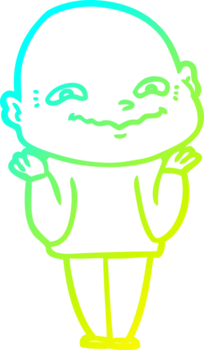 cold gradient line drawing of a cartoon creepy guy png