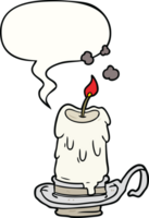 cartoon old spooky candle in candleholder with speech bubble png