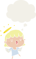 cartoon angel with thought bubble in retro style png