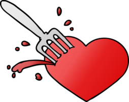 cartoon love heart stuck with fork png