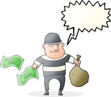 hand drawn speech bubble cartoon bank robber png