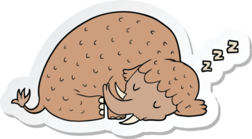 sticker of a cartoon mammoth sleeping png