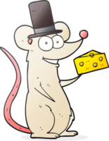 hand drawn cartoon mouse with cheese png