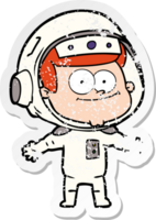 autocollant en détresse d'un dessin animé d'astronaute heureux png