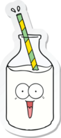 sticker of a happy carton milk bottle with straw png