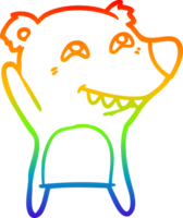 rainbow gradient line drawing of a cartoon bear showing teeth png