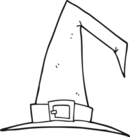 hand drawn black and white cartoon witch hat png