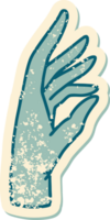 image emblématique de style tatouage d'autocollant en détresse d'une main png