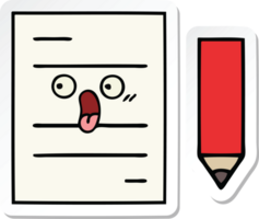 sticker of a cute cartoon test paper png