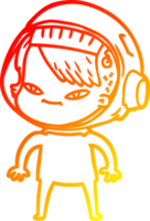 warm gradient line drawing of a cartoon astronaut woman png
