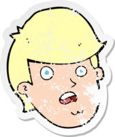 retro distressed sticker of a cartoon man with big chin png