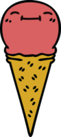 hand drawn quirky cartoon happy ice cream png