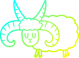 frio gradiente linha desenhando do uma desenho animado grandes chifrudo RAM png