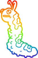 rainbow gradient line drawing of a funny cartoon caterpillar png