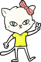 cute cartoon cat girl giving peace sign png