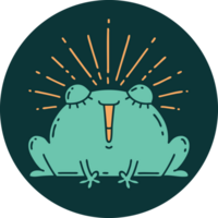 icon of a tattoo style happy frog png