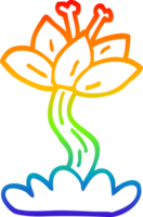 rainbow gradient line drawing of a cartoon lilly flower png