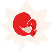 boxe luva desenho animado com discurso bolha dentro retro estilo png