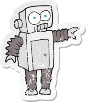 pegatina retro angustiada de un robot de dibujos animados png