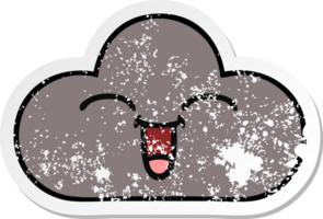 distressed sticker of a cute cartoon storm cloud png