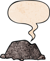 cartoon rock with speech bubble in retro texture style png