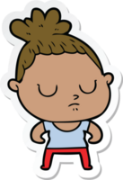 sticker of a cartoon calm woman png