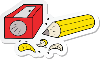 sticker of a cartoon pencil and sharpener png