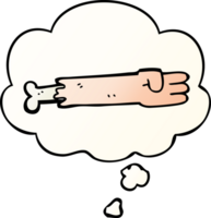 cartoon zombie arm with thought bubble in smooth gradient style png