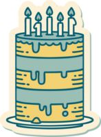 sticker of tattoo in traditional style of a birthday cake png