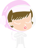 flat color style cartoon pretty astronaut girl png